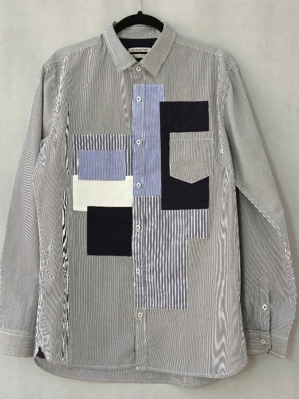 Bread & Buttons Men’s Patchwork Dress Shirt | Monochromatic | EU XXL